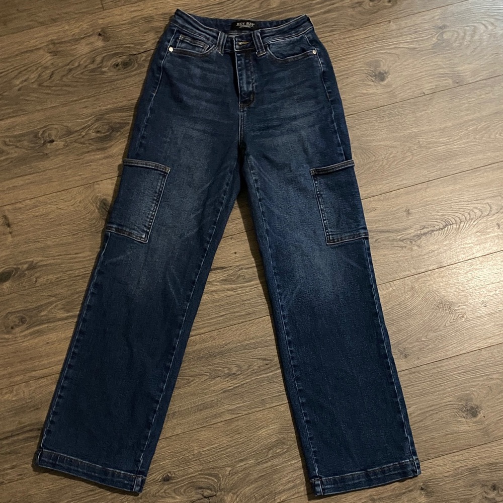 Judy Blue Dark Indigo Wide Leg Cargo Jeans